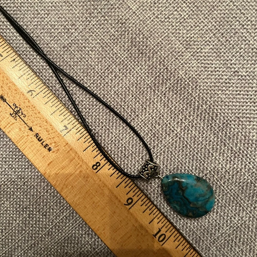 Teardrop Blue/Green Genuine Gemstone Pendant Necklace